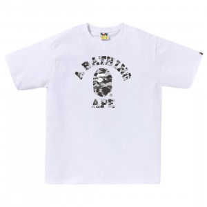 A Bathing Ape Men Heather Gray Camo College Tee (white)