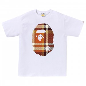 A Bathing Ape Men Bape Check Big Ape Head Tee (white)