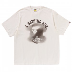 A Bathing Ape Men Water Print College Logo Relaxed Fit Tee (white / ivory)
