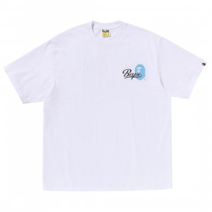 A Bathing Ape Men Cursive College Logo Relaxed Fit Tee (white)