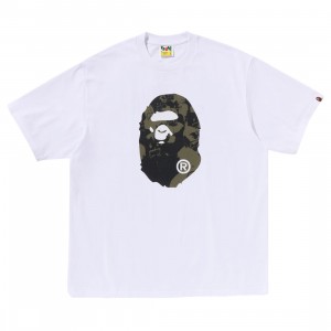 A Bathing Ape Men Shark Seijin Ape Head Relaxed Fit Tee (white)