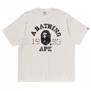 A Bathing Ape Men Screen Print College Relaxed Fit Tee (white / ivory)