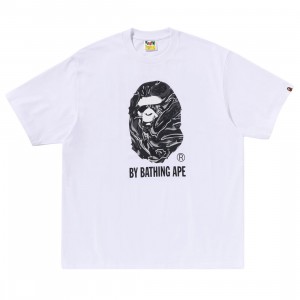 A Bathing Ape Men Marbling Camo By Bathing Ape Relaxed Fit Tee (white)