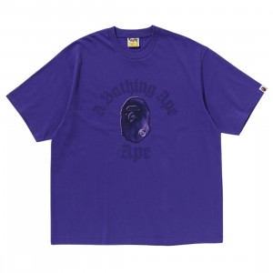 A Bathing Ape Men Gothic College Relaxed Fit Tee (purple)