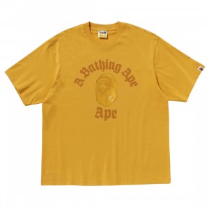 A Bathing Ape Men Gothic College Relaxed Fit Tee (yellow)