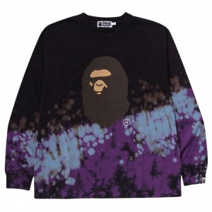 A Bathing Ape Men Tie Dye Ape Head Relaxed Fit Long Sleeve Tee (black)