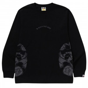 A Bathing Ape Men Japanese Tattoo Side Bag Ape Head Long Sleeve Tee (black)