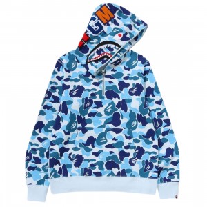 A Bathing Ape Men ABC Camo Shark Half Zip Pullover Hoodie (blue)