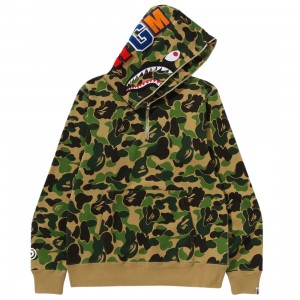 A Bathing Ape Men ABC Camo Shark Half Zip Pullover Hoodie (green)