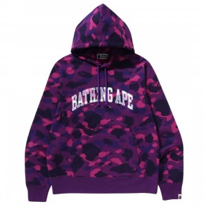 A Bathing Ape Men Color Camo Pullover Hoodie (purple)