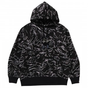 A Bathing Ape Men Marbling Camo Relaxed Fit Pullover Hoodie (black)