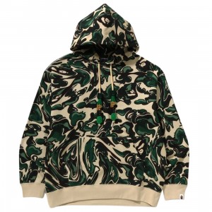 A Bathing Ape Men Marbling Camo Relaxed Fit Pullover Hoodie (green)