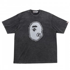 A Bathing Ape Men Garment Dye Ape Head Relaxed Fit Tee (black)