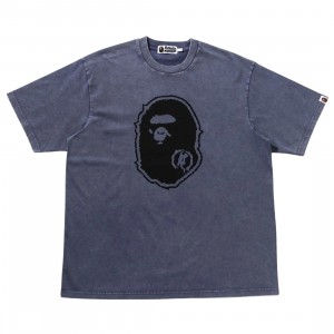 A Bathing Ape Men Garment Dye Ape Head Relaxed Fit Tee (charcoal)