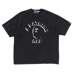 A Bathing Ape Men Garment Dye Spray Print College Relaxed Fit Tee (black)