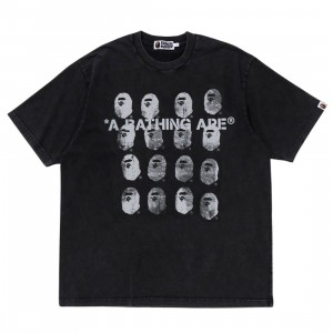 A Bathing Ape Men Garment Dye Logo Relaxed Fit Tee (black)