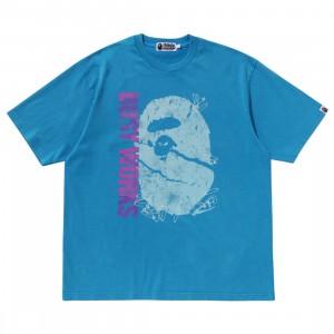 A Bathing Ape Men Garment Dye Relaxed Fit Tee (blue)