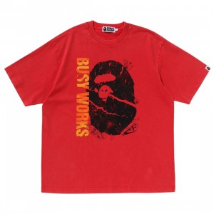 A Bathing Ape Men Garment Dye Relaxed Fit Tee (red)
