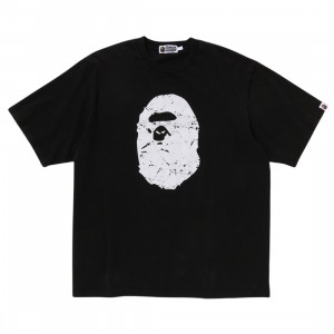 A Bathing Ape Men Heavy Washed Ape Head Relaxed Fit Tee (black)