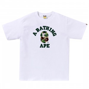 A Bathing Ape Men ABC Camo College Tee (white / green)