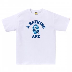 A Bathing Ape Men ABC Camo College Tee (white / blue)