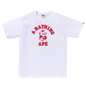 A Bathing Ape Men ABC Camo College Tee (white / pink)