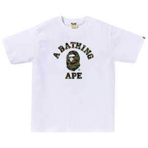 A Bathing Ape Men 1st Camo College Tee (white / green)