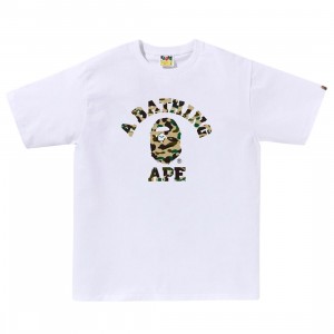A Bathing Ape Men 1st Camo College Tee (white / yellow)