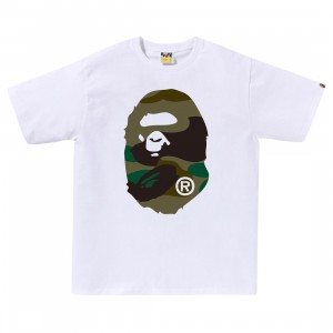 A Bathing Ape Men Giant 1st Camo Big Ape Head Tee (white / green)