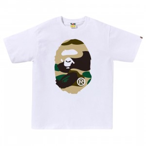 A Bathing Ape Men Giant 1st Camo Big Ape Head Tee (white / yellow)