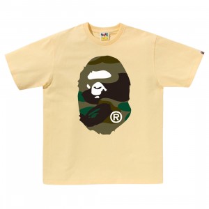 A Bathing Ape Men Giant 1st Camo Big Ape Head Tee (yellow / green)