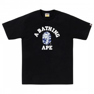 A Bathing Ape Men Palm Tree Camo College Tee (black / blue)