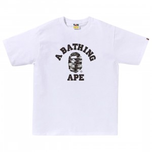A Bathing Ape Men Palm Tree Camo College Tee (white / black)