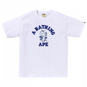 A Bathing Ape Men Palm Tree Camo College Tee (white / blue)