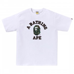 A Bathing Ape Men Trial Camo College Tee (white / green)