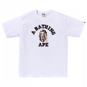 A Bathing Ape Men Trial Camo College Tee (white / beige)