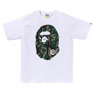 A Bathing Ape Men Trial Camo Big Ape Head Tee (white / green)