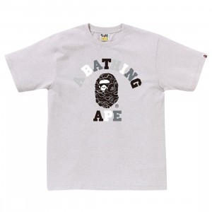 A Bathing Ape Men Neon Camo College Tee (gray)