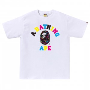 A Bathing Ape Men Neon Camo College Tee (white)