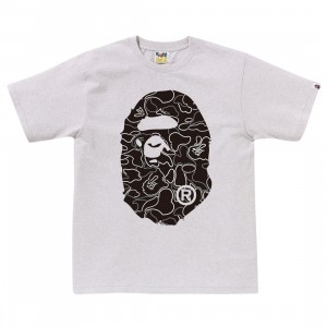 A Bathing Ape Men Neon Camo Big Ape Head Tee (gray)