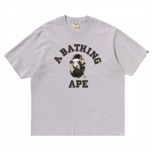 A Bathing Ape Men Map Camo College Relaxed Fit Tee (gray)