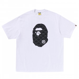A Bathing Ape Men College Monogram Ape Head Relaxed Fit Tee (white)