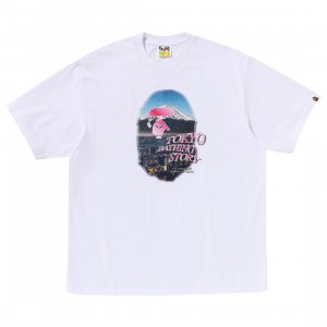 A Bathing Ape Men Cityscape Ape Head Relaxed Fit Tee (white)