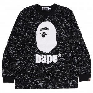 A Bathing Ape Men Neon Camo Long Sleeve Tee (black)