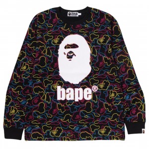 A Bathing Ape Men Neon Camo Long Sleeve Tee (multi)