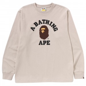 A Bathing Ape Men College Long Sleeve Tee (beige)