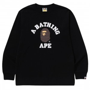 A Bathing Ape Men College Long Sleeve Tee (black)