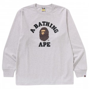 A Bathing Ape Men College Long Sleeve Tee (gray)