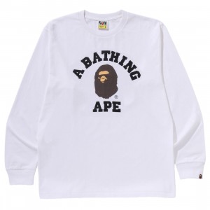 A Bathing Ape Men College Long Sleeve Tee (white)