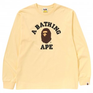 A Bathing Ape Men College Long Sleeve Tee (yellow)